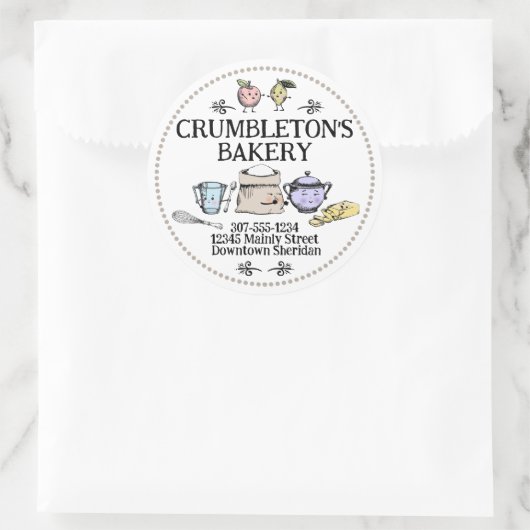  retro baking ingrediënten bakkerij ronde sticker (Tas)