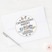 retro baking ingrediënten bakkerij ronde sticker (Envelop)