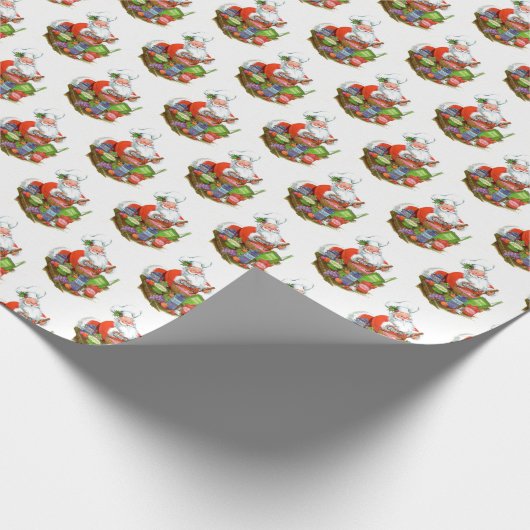 retro  Baking Santa Holiday Cadeaupapier (Hoek)