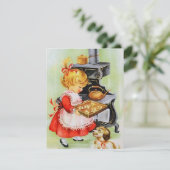 Retro bakken kind kerstkaart (Staand voorkant)