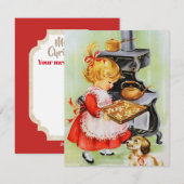 Retro bakken kind kerstkaart (Voorkant / Achterkant)