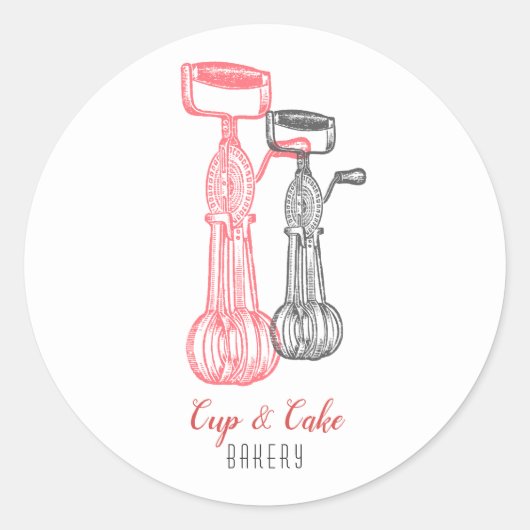 Retro bakkerij, bakkerij, gebak, eierschaaf ronde sticker (Voorkant)