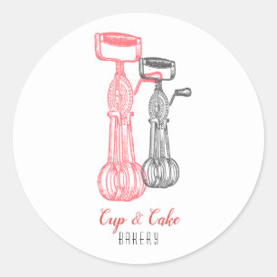 Retro bakkerij, bakkerij, gebak, eierschaaf ronde sticker