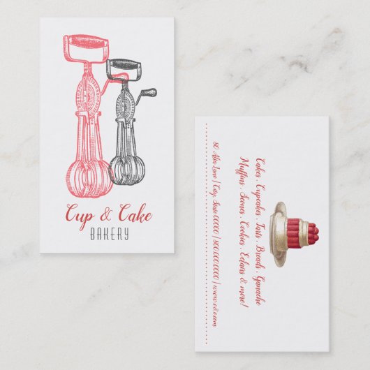 Retro bakkerij, bakkerij, gebak, eierschaaf visitekaartje (Voorkant / Achterkant)