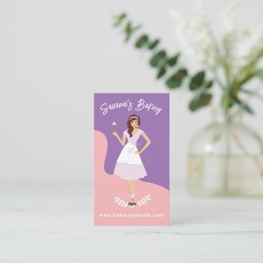 Retro  bakkerijdiensten visitekaartje (Staand voorkant)