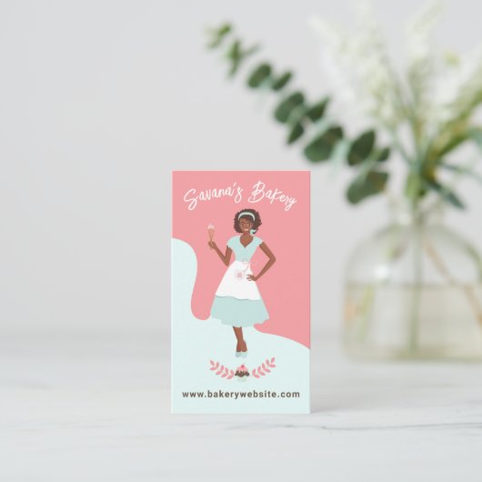 Retro bakkerijdiensten visitekaartje (Staand voorkant)