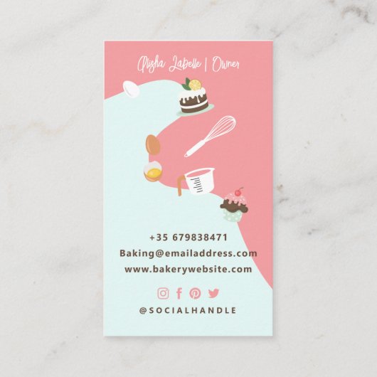 Retro  bakkerijdiensten visitekaartje (Achterkant)