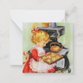 retro bakmeisje voeg tekst toe notitiekaartje (Voorkant)