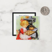 retro bakmeisje voeg tekst toe notitiekaartje (Voorkant / Achterkant in situ)