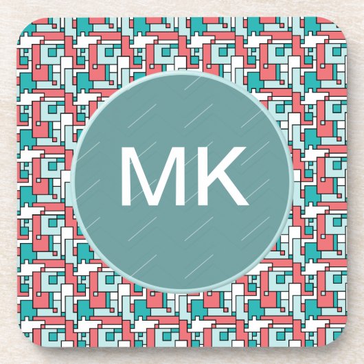 retro-baksteenpatroon drankjes onderzetter (Voorkant)