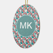 retro-baksteenpatroon keramisch ornament (Links)