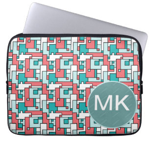 retro-baksteenpatroon laptop sleeve