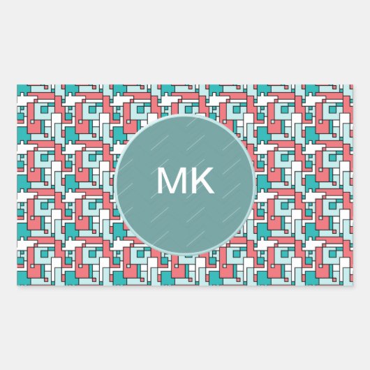 retro-baksteenpatroon rechthoekige sticker (Voorkant)