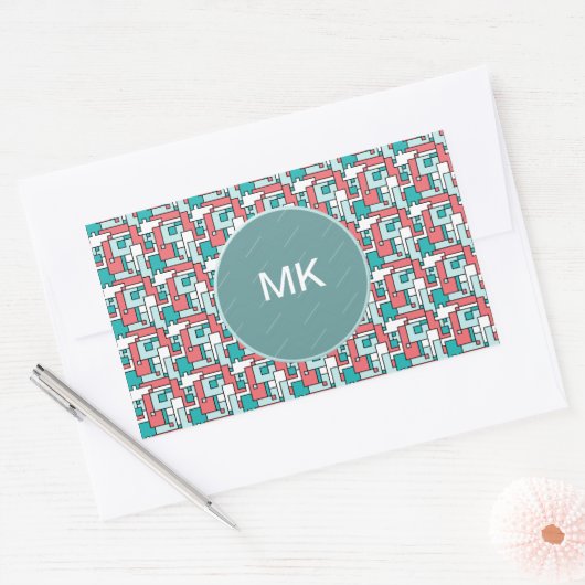 retro-baksteenpatroon rechthoekige sticker (Envelop)