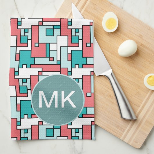 retro-baksteenpatroon theedoek (Quarter Fold)