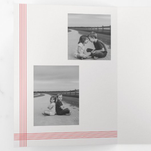 Retro Balck and White Photo Collage Christmas Drieluik Uitnodiging (Binnenzijde eerst)