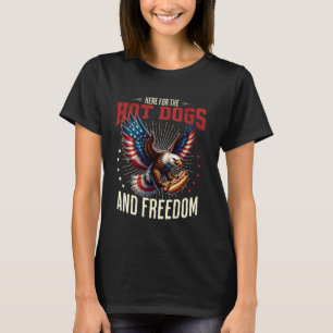 Retro Bald Eagle Hotdog Amerikaanse vlag 4 juli T-shirt