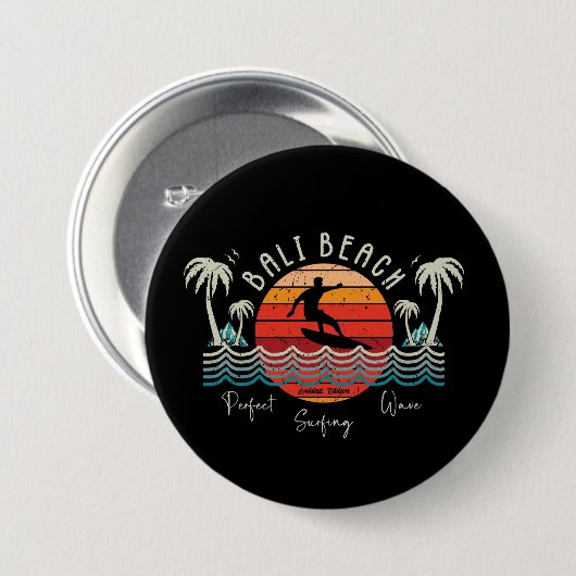 Retro Bali Beach Ronde Button 7,6 Cm (Voorkant /achterkant)