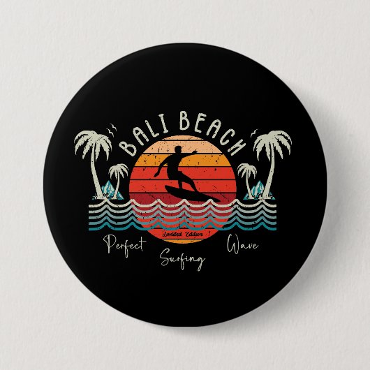 Retro Bali Beach Ronde Button 7,6 Cm (Voorkant)