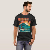 Retro Bali Reizen – Sunset Beach Ocean Surfers T-shirt (Voorkant volledig)