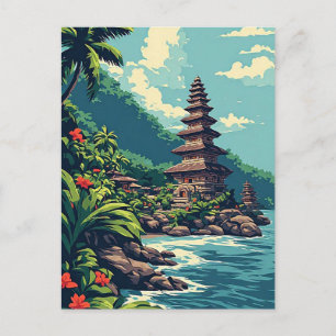 Retro Bali Strand Paradijs Indonesië Reis Muur Kun Briefkaart