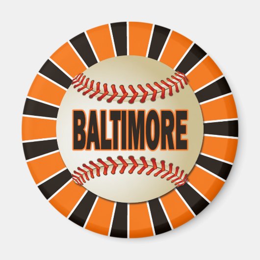 RETRO BALTIMORE BASEBALL MAGNEET (Voorkant)