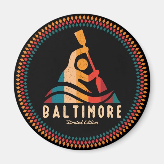 Retro Baltimore Kayaking Magneet (Voorkant)
