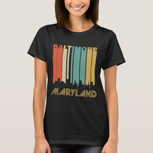 Retro Baltimore Skyline T-shirt (Voorkant)