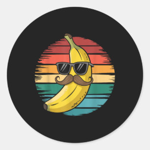 Retro banaan ontwerp voor mannen jongens Tropical Ronde Sticker