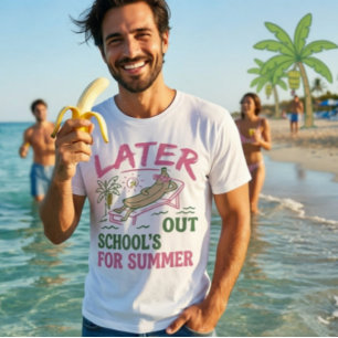 Retro banaan zonnebaden School is uit voor de zome T-shirt