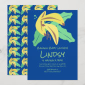 Retro Banana Blue Boy Baby shower Uitnodiging (Voorkant / Achterkant)