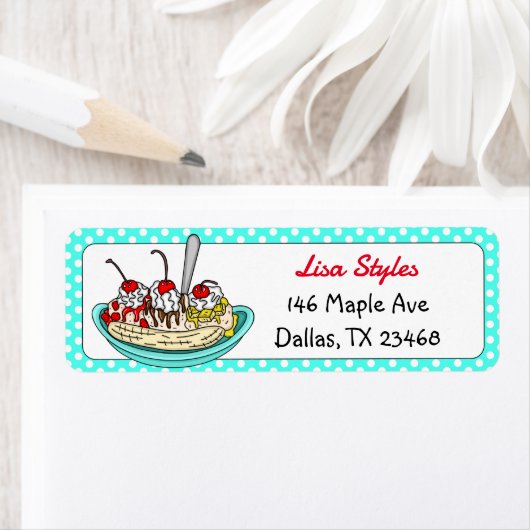 Retro Banana Split Ice Cream Sundae Etiket (Insitu)