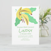 Retro Banana Yellow Baby shower Kraft Invitation Kaart (Staand voorkant)