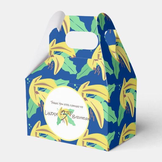 Retro Banana Yellow Turning Three Birthday Bedankdoosjes (Voorkant Zijde)