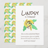 Retro Banana Yellow Turning Three Birthday Kaart (Voorkant / Achterkant)