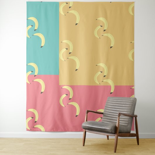 Retro Bananas Colorful Shapes Wandkleed (In situ)