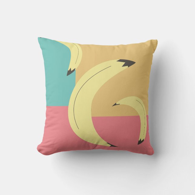Retro Bananen Kleurrijke Vormen Kussen (Voorkant)