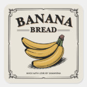 Retro Bananenbrood Label Sticker (Voorkant)