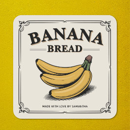 Retro Bananenbrood Label Sticker
