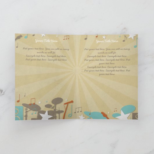 Retro Band Memorial Kaart | begrafenisprogramma (Binnen)