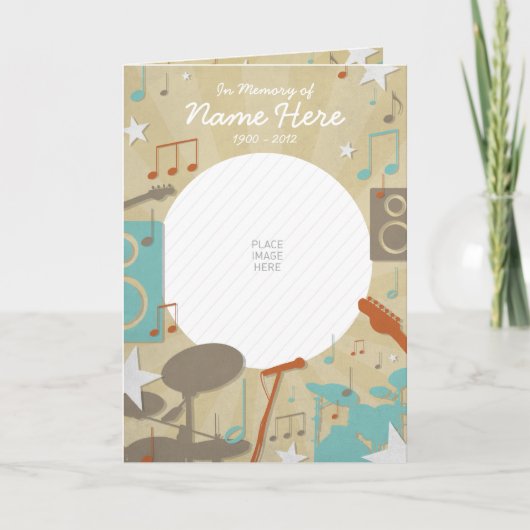 Retro Band Memorial Kaart | begrafenisprogramma (Voorkant)