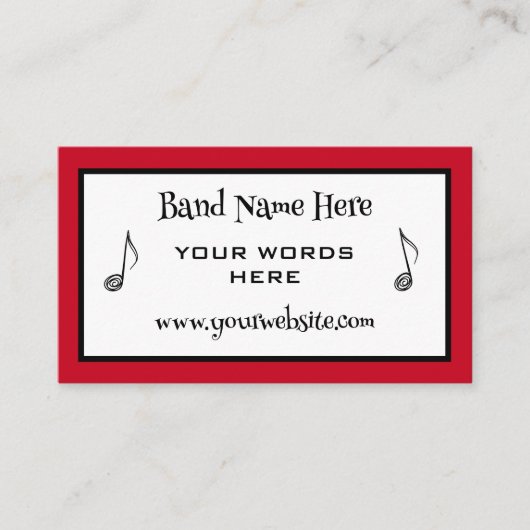 Retro Band Music Note Visitekaartjes (Voorkant)