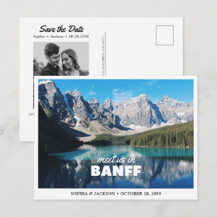 Retro Banff Trouwkaart Save the Date Briefkaart