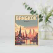 Retro Bangkok skyline - Thailand reisgeschenken Briefkaart (Staand voorkant)