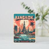 Retro Bangkok skyline - Thailand reisgeschenken Briefkaart (Staand voorkant)