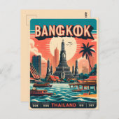 Retro Bangkok skyline - Thailand reisgeschenken Briefkaart (Voorkant / Achterkant)