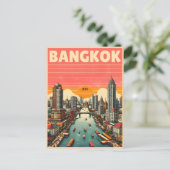 Retro Bangkok skyline - Thailand reisgeschenken Briefkaart (Staand voorkant)