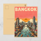 Retro Bangkok skyline - Thailand reisgeschenken Briefkaart (Voorkant / Achterkant)