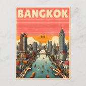 Retro Bangkok skyline - Thailand reisgeschenken Briefkaart (Voorkant)