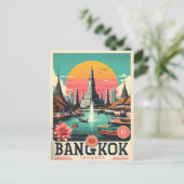 Retro Bangkok skyline - Thailand reisgeschenken Briefkaart (Staand voorkant)